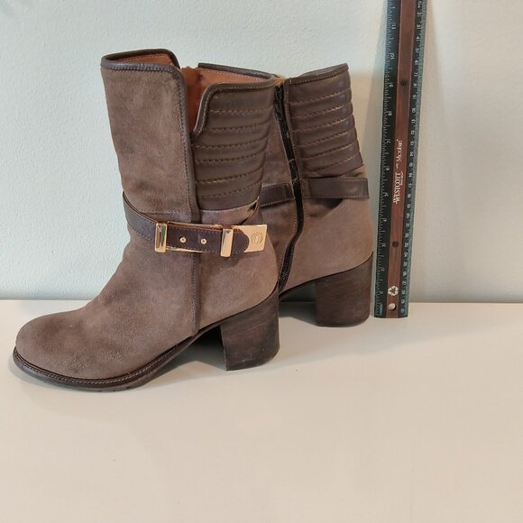 Napoleoni  Brown Suede And Leather Boots Made in Italy Size  37 - Picture 2 of 9